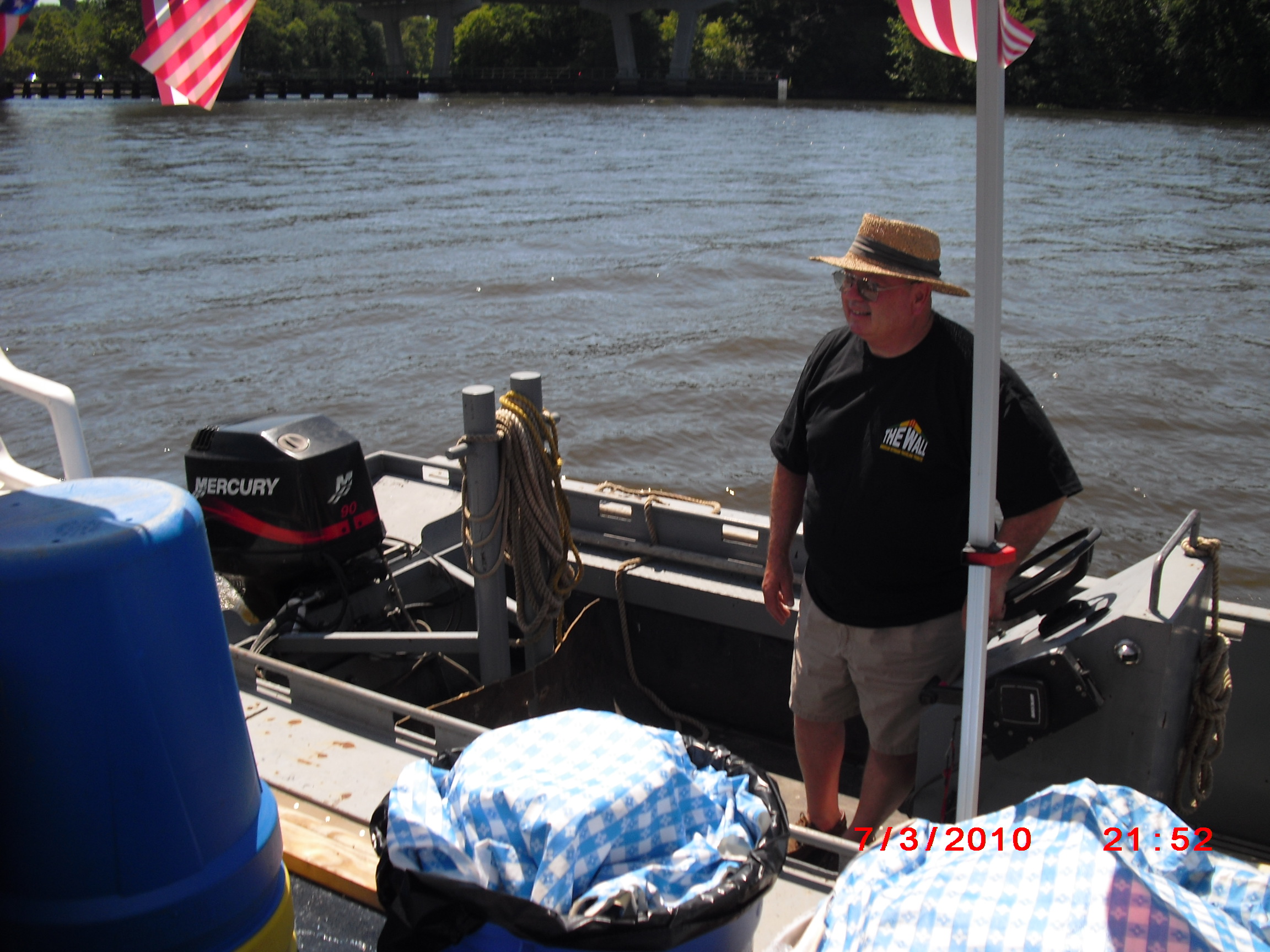 Gabby in the work boat