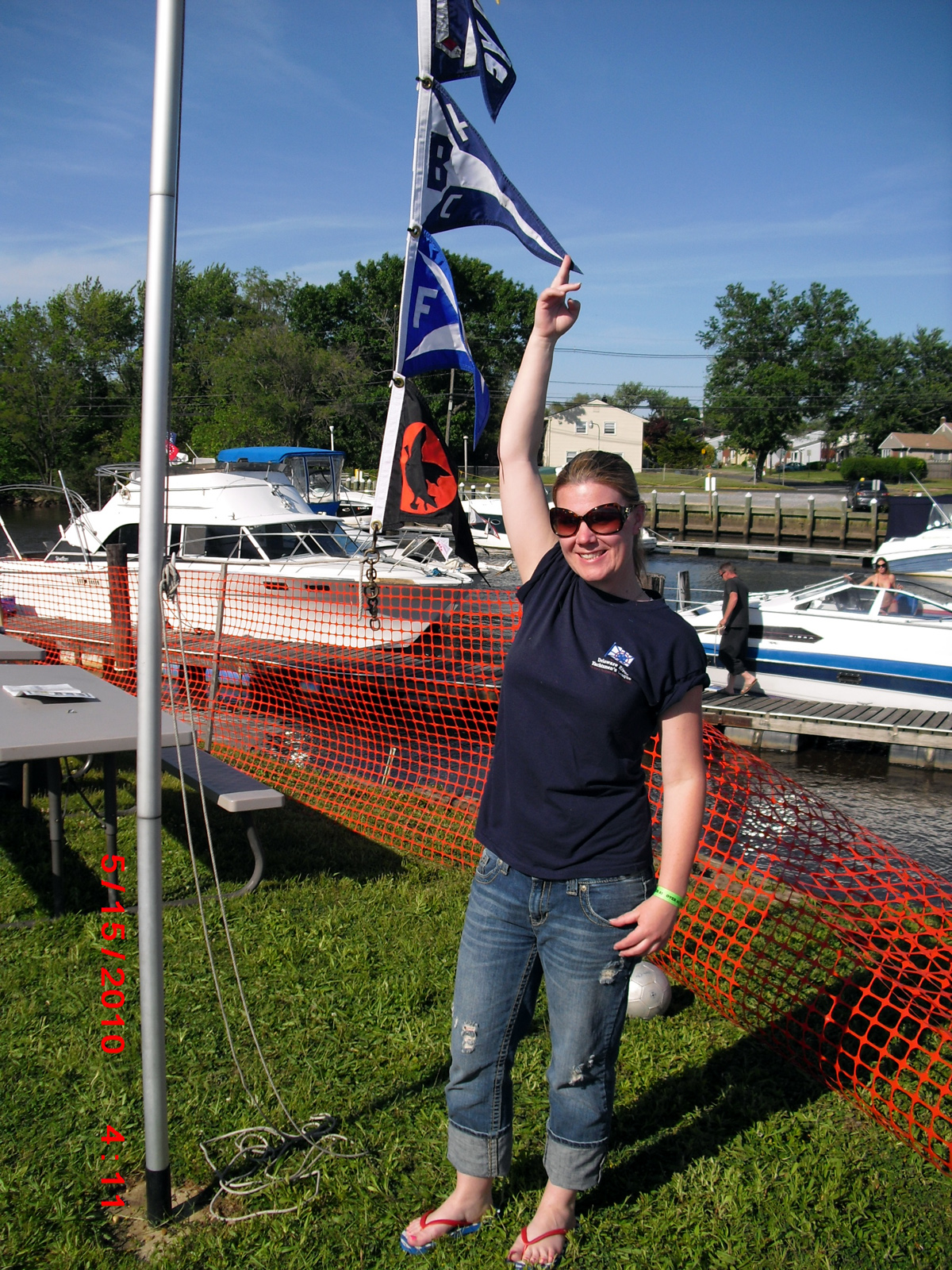 Commodore Melanie showing off the BYC Burgee
